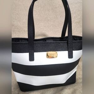Michael Kors Black and White Shoulder Tote Bag